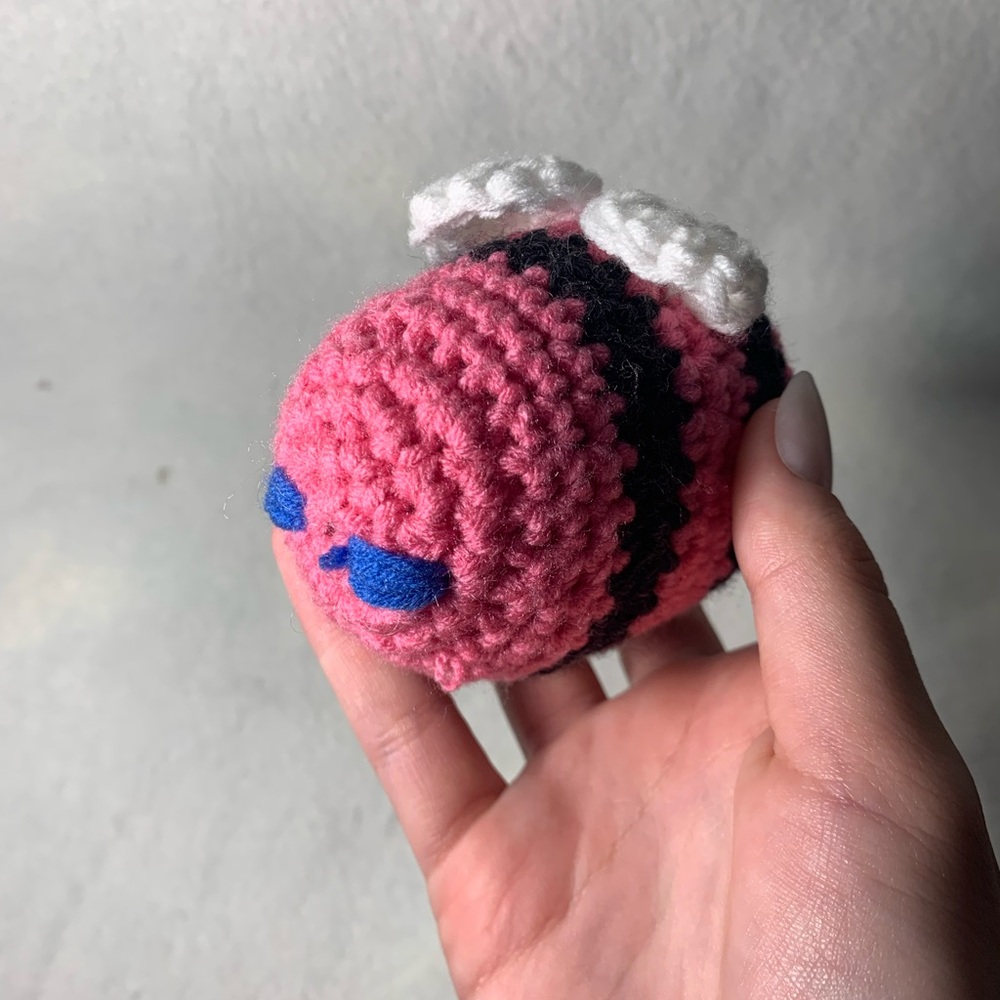 Pink Crochet Bee Plush